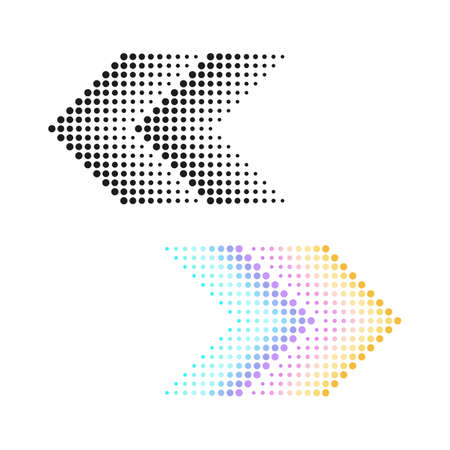 arrows close up. elements for creative design. Colored and black arrow with halftone effect. vector illustration.のイラスト素材