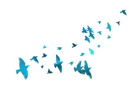 A flock of flying blue birds. Vector illustrationのイラスト素材