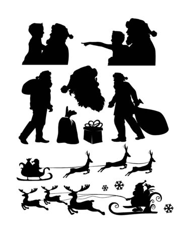 A set of Santa Claus silhouettes. Vectorのイラスト素材