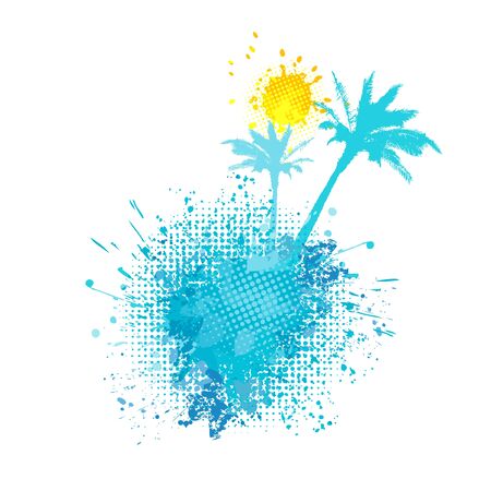 Abstraction of the palm sea and the sun. Vector illustrationのイラスト素材