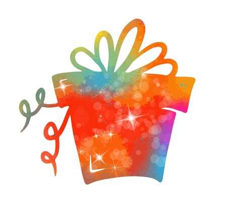 A multi-colored gift. Rainbow box. Vectorのイラスト素材