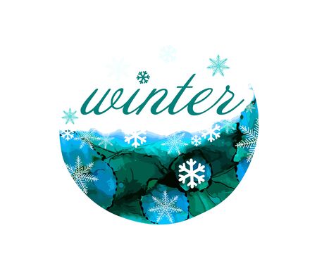 Round watercolor abstraction winter. Vectorのイラスト素材