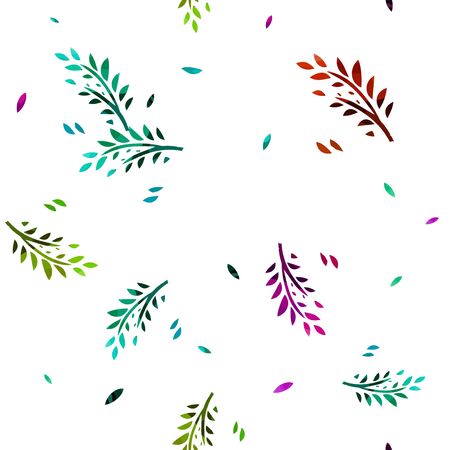 Seamless floral background. Rainbow leaf twigs. Vector illustrationのイラスト素材