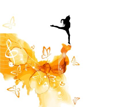 Abstraction disco. Abstract dancing girl. Vector illustrationのイラスト素材