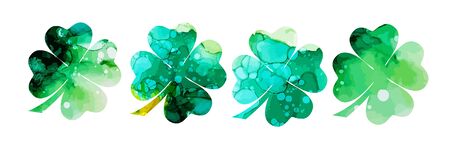 Watercolor clover. Happy St. Patrick's Day. Vector illustrationのイラスト素材