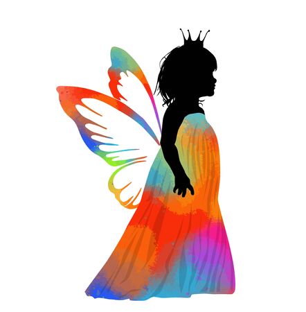 The silhouette of a fairy princess girl. Vector illustrationのイラスト素材
