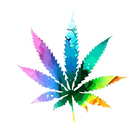 Cannabis or marijuana leaf multi-colored icon , Vectorのイラスト素材