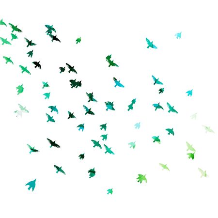 A flock of flying blue birds. Vector illustrationのイラスト素材