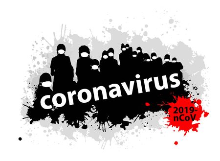 Sign caution coronavirus. Stop coronavirus. Coronavirus outbreak. Coronavirus danger and public health risk disease and flu outbreak. Pandemic medical concept with dangerous cells.Vector illustrationのイラスト素材