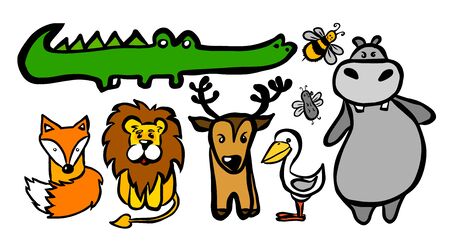 A set of cute animals. Vector illustrationのイラスト素材