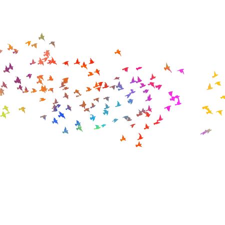 Multi-colored birds. A flock of flying rainbow birds. Vector illustrationのイラスト素材