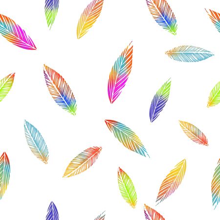 A seamless background with falling multicolored leaves. Vector illustrationのイラスト素材