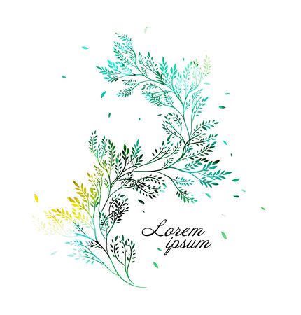 The twigs are blue. Postcard background. Vector illustrationのイラスト素材