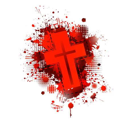 Cross from blood stains. Happy Easter. Vector illustrationのイラスト素材