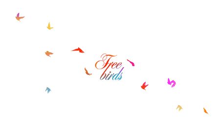 Multi-colored birds. A flock of flying rainbow birds. Vector illustrationのイラスト素材