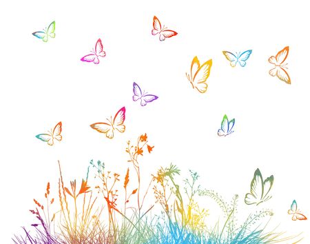 silhouette of grass on white background. Vector illustrationのイラスト素材