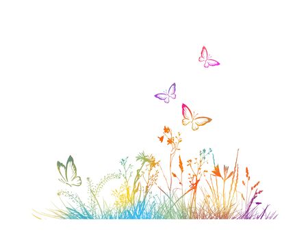 silhouette of grass on white background. Vector illustrationのイラスト素材