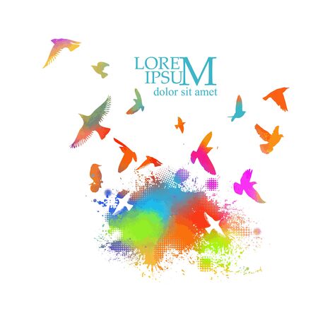 Abstraction of a bird with a cloud of blots. Vector illustrationのイラスト素材
