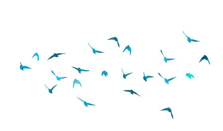A flock of flying blue birds. Vector illustrationのイラスト素材