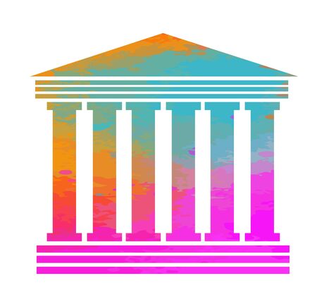 A multi-colored building with columns. Vector illustrationのイラスト素材