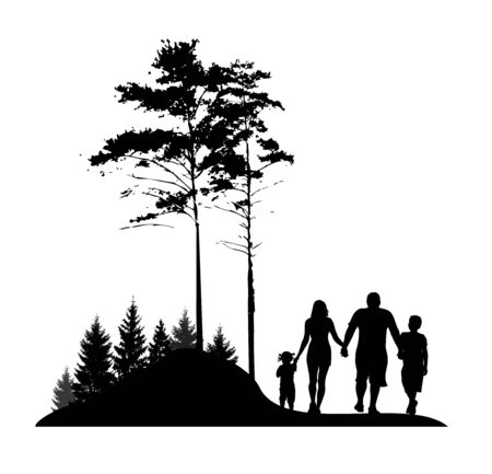 illustration with family silhouettesのイラスト素材