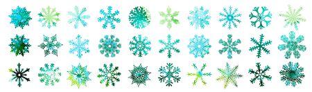 A set of colorful beautiful snowflakes. Vector illustrationのイラスト素材