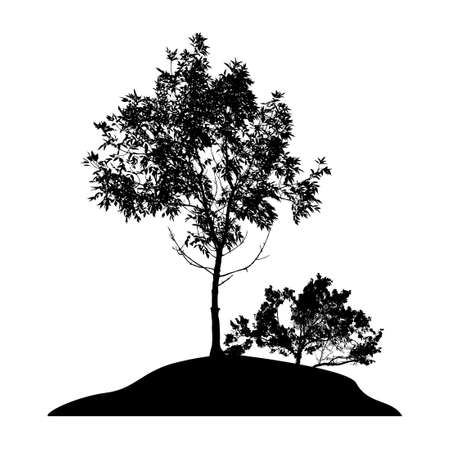 Landscape nature trees on the hill. Vector illustrationのイラスト素材
