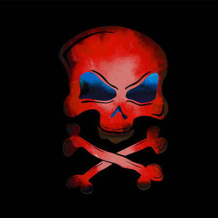 Realistic red skull. Illustration for designer on a white background.
