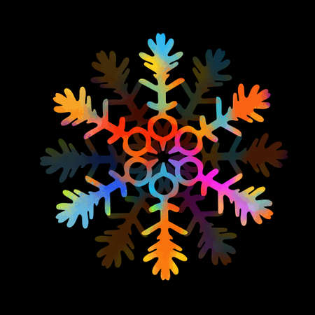 Abstract multicolored snowflake on a black background. Vector illustrationのイラスト素材