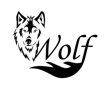 Wolf face  emblem template mascot symbol for business or shirt design. Vector Vintage Designのイラスト素材