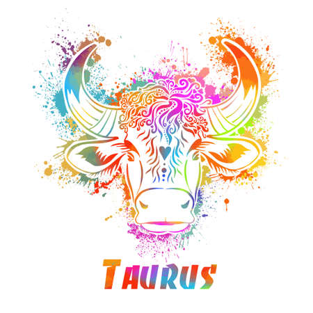 Taurus sign of the zodiac. The head of a bull. Vector illustrationのイラスト素材