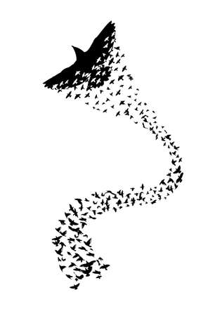 A flock of flying birds. Vector illustrationのイラスト素材