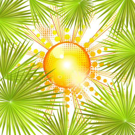 Symbol bright yellow sun in a glossy style. Vector Illustration.のイラスト素材