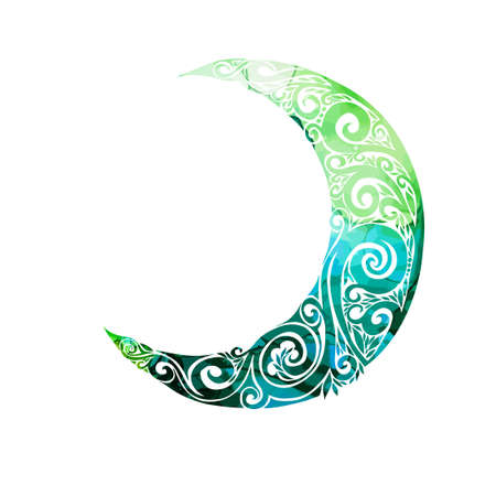 Floral design decorated crescent moon on blue background for holy month of Muslim community Ramadan Kareemのイラスト素材
