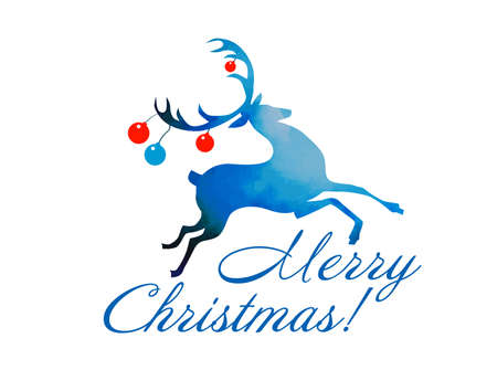 Christmas running deer with snowflakes. Vector illustrationのイラスト素材