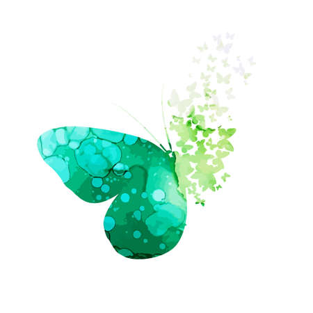 Abstract watercolor mosaic butterfly. Vector illustrationのイラスト素材