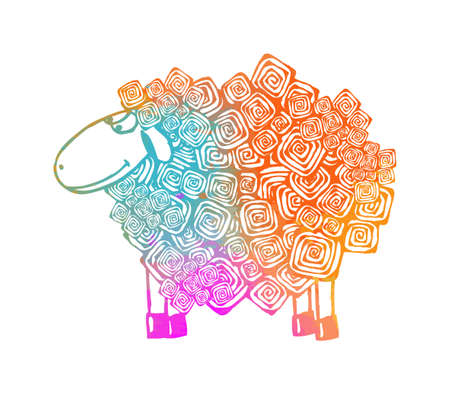 Colorful lamb. Vector illustrationのイラスト素材