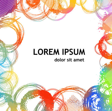 Square frame of print circles. Vector illustrationのイラスト素材