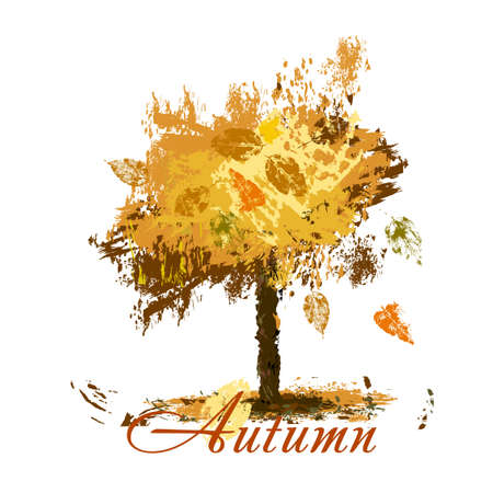 Autumn abstract yellow tree. Vector illustrationのイラスト素材