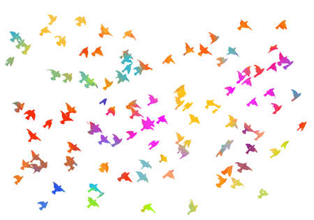 Bird watercolor. A flock of colorful birds. Vectorのイラスト素材
