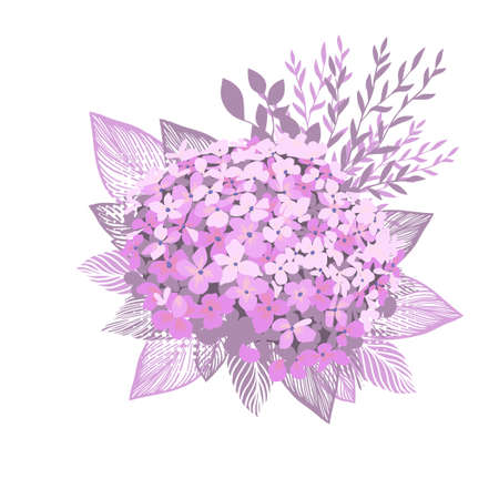 Watercolor vector Blue Hydrangea. Watercolor illustration of a blue hydrangea blossom hand painted.のイラスト素材