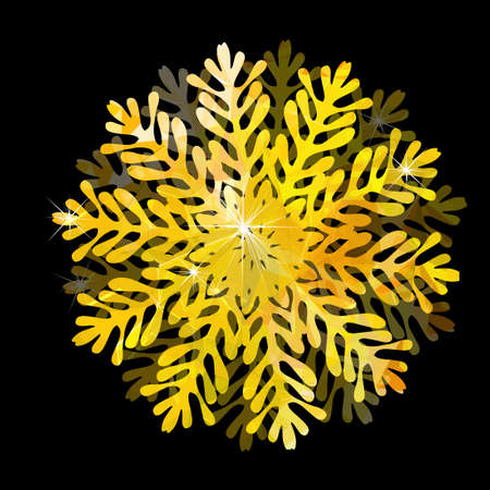 Snowflake illustration. Golden iconのイラスト素材
