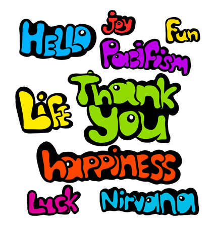 Colorful stylized rainbow lettering inscription 'Hello' vector illustrationのイラスト素材