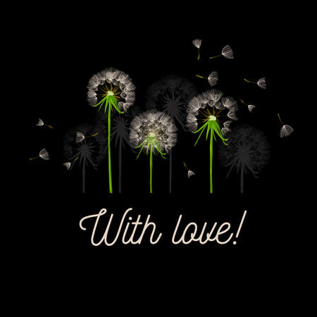 Dandelions with butterflies. Vectorのイラスト素材