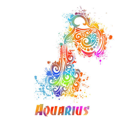 Zodiac signs - Aquarius (colored)のイラスト素材