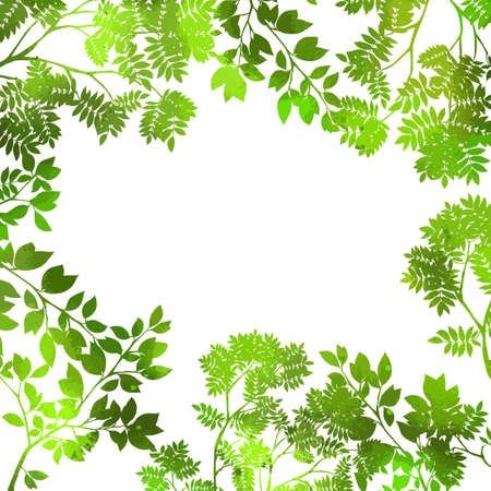 Round frame made from leaves. Floral frame. Vector illustrationのイラスト素材