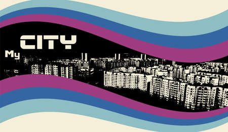 vector city scape, urban scene with grunge backgroundのイラスト素材