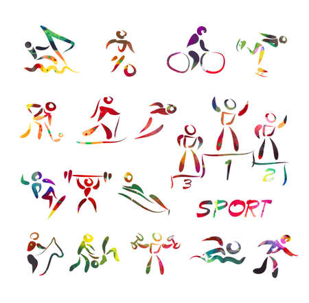 Athletes multicolored symbols. Sport icons. Vectorのイラスト素材