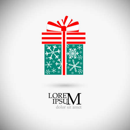 Gift object. A box with a bow and snowflakes. Vector illustrationのイラスト素材
