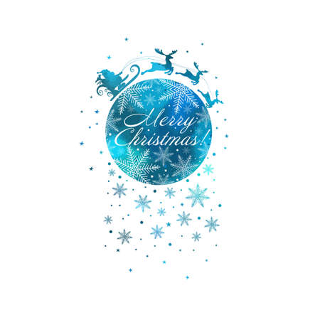 Santa Claus rides reindeer. Merry Christmas. Vectorのイラスト素材